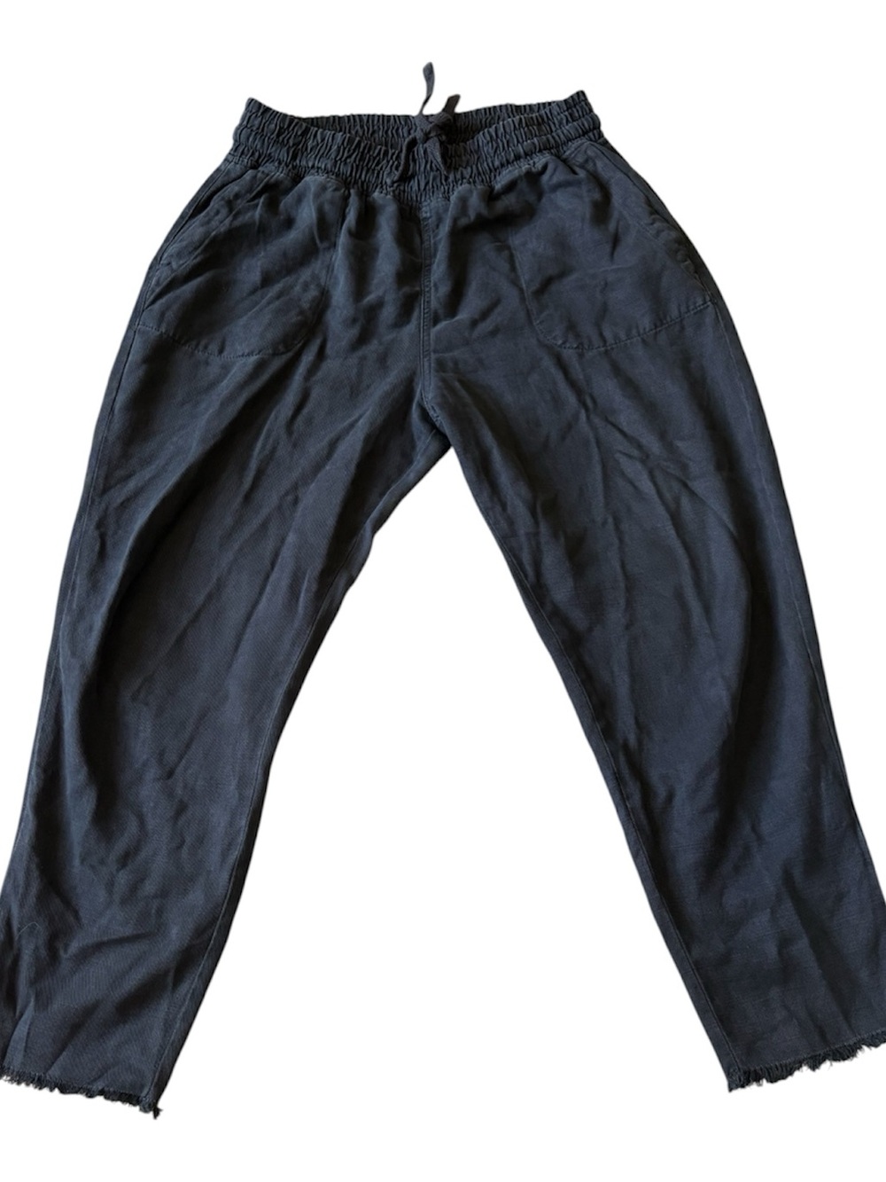 Dark Grey Elastic-Waist Casual Pants